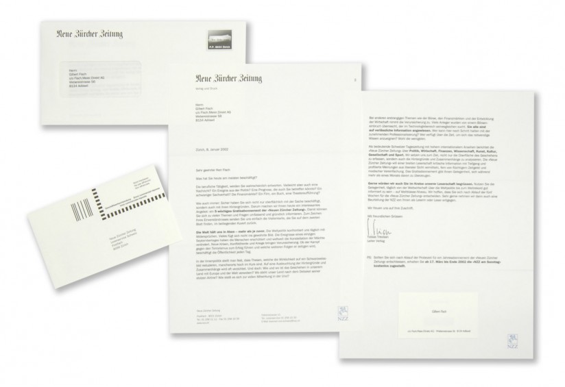 NZZ _Visitenkarten-Mailing