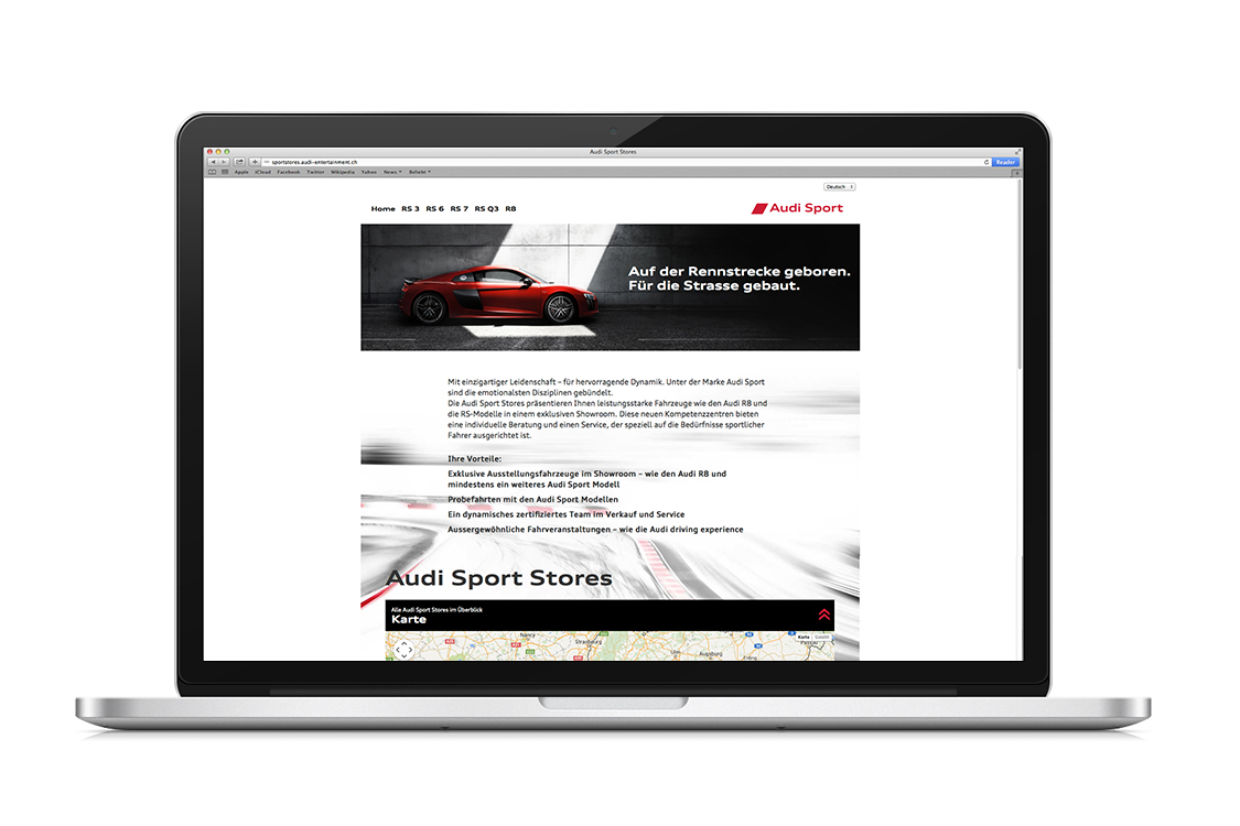 Audi R8 Lancierungskampagne Landingpage