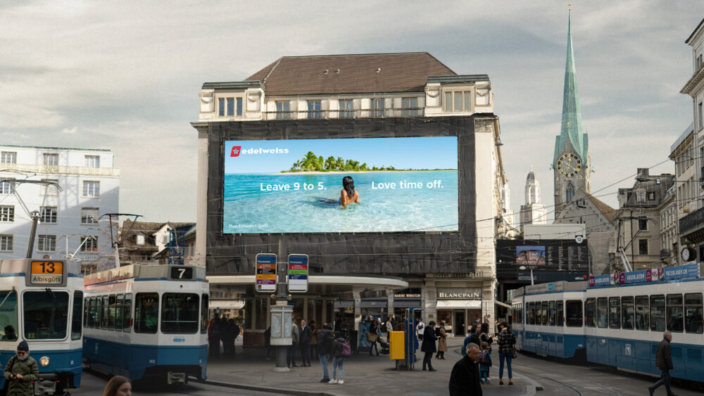 Edelweiss-Spezialplakate wecken die Sehnsucht nach Wärme: Paradeplatz